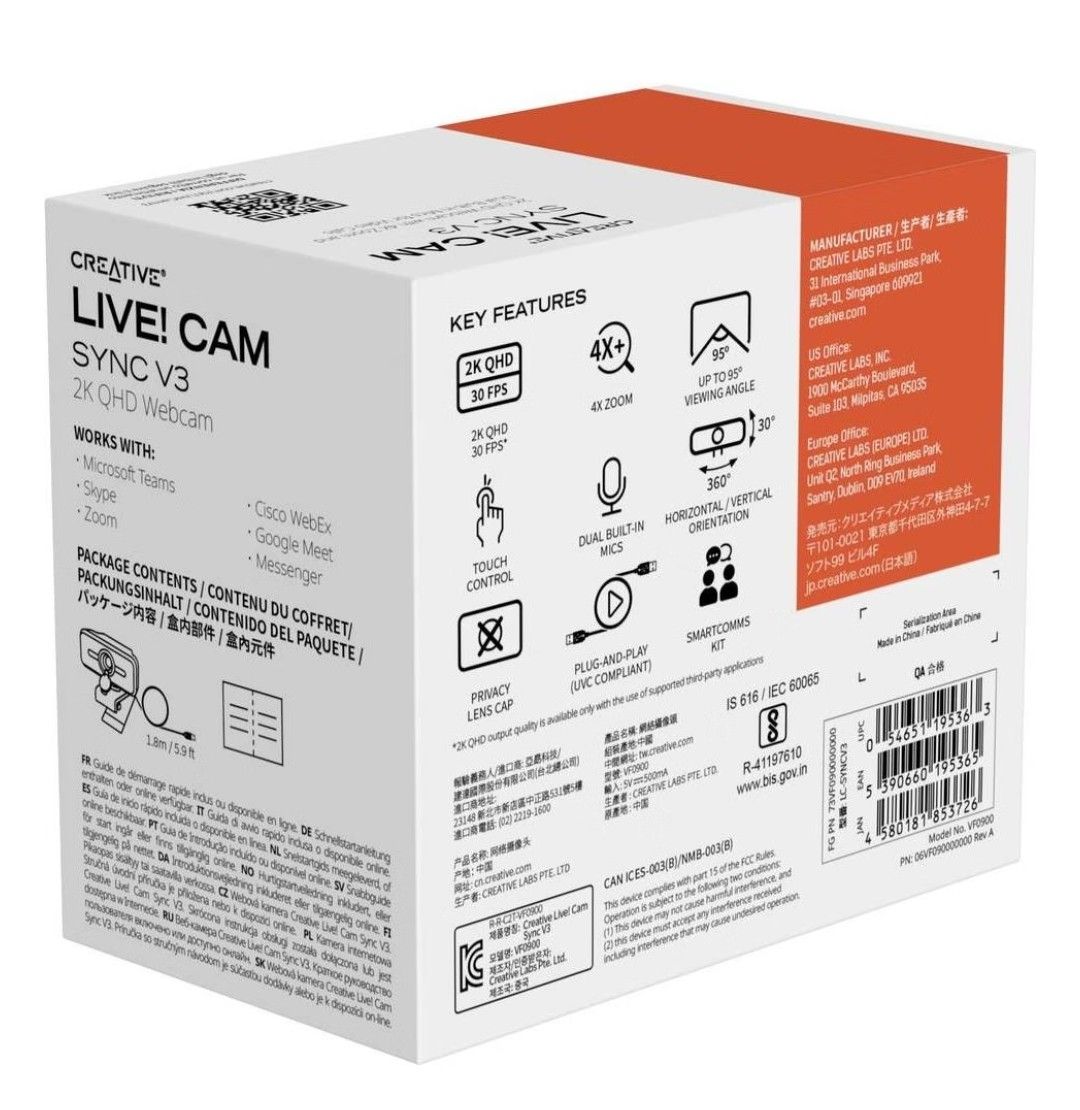 Creative Webcam: Creative LiveCam Sync 2K V3, webcam QHD 3.60 Mpx – Nuovo (secondo la descrizione) da Vessy venduto da Avicci 8