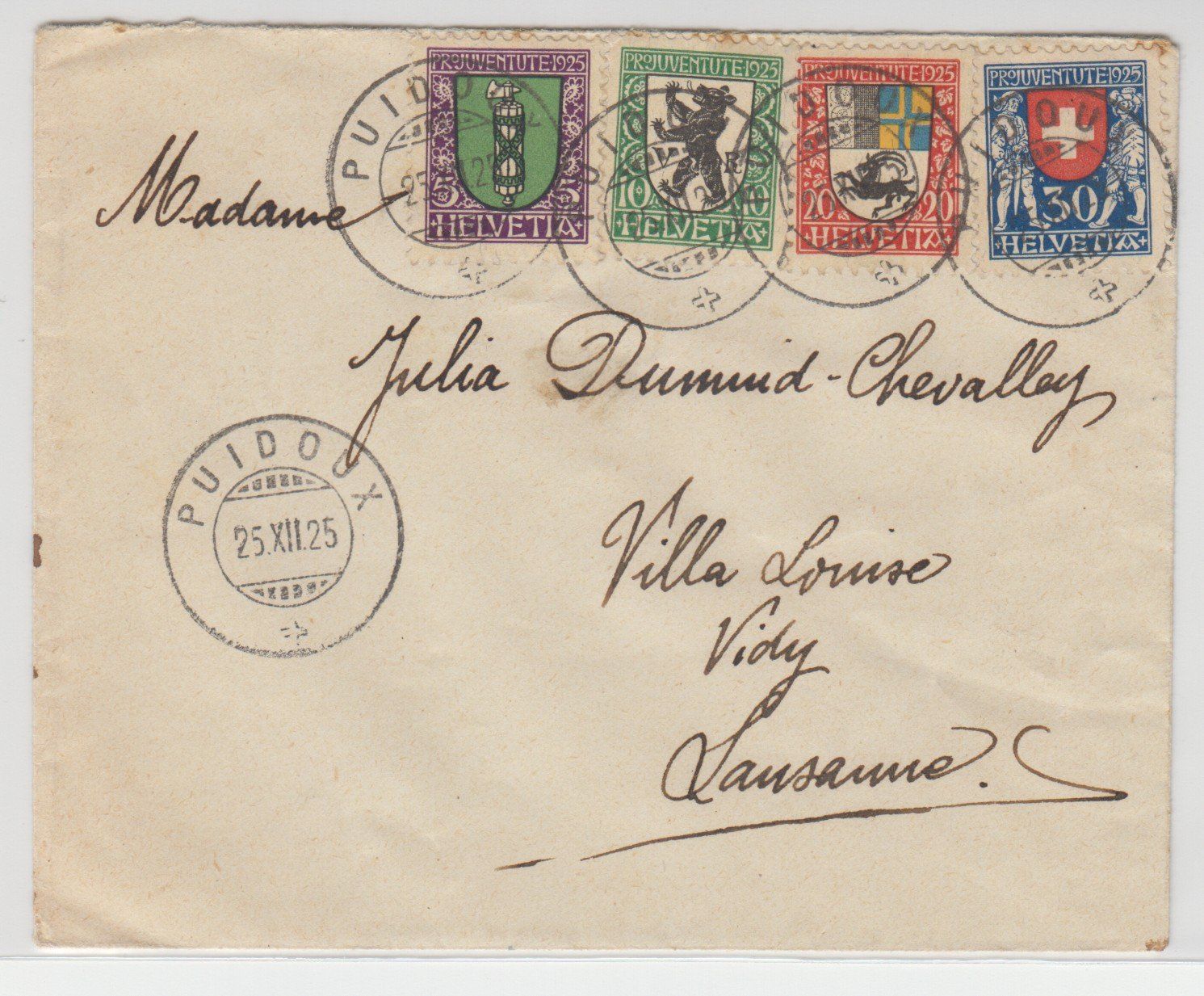 Alle Briefmarken: Pro Juventute 1925 sur carte – Gebraucht aus Boécourt von Denteles66