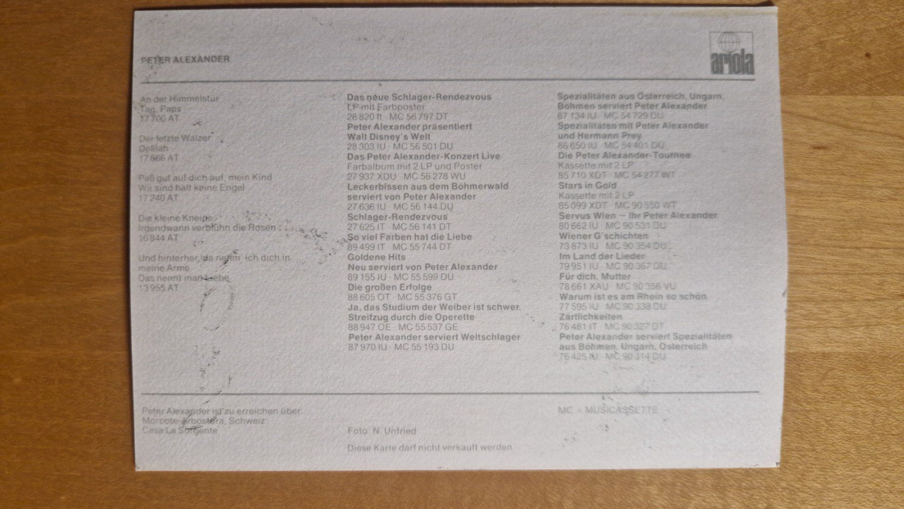 Autogramme: Peter Alexander, Original Autogramm auf Karte in Farbe – Gebraucht aus Salmsach von aacs65 1