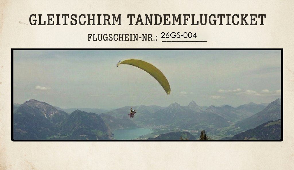 Biglietti: Gleitschirm Tandemflug 26GS-004 – Nuovo e nell'imballaggio originale da Bergdietikon venduto da g_dietrich
