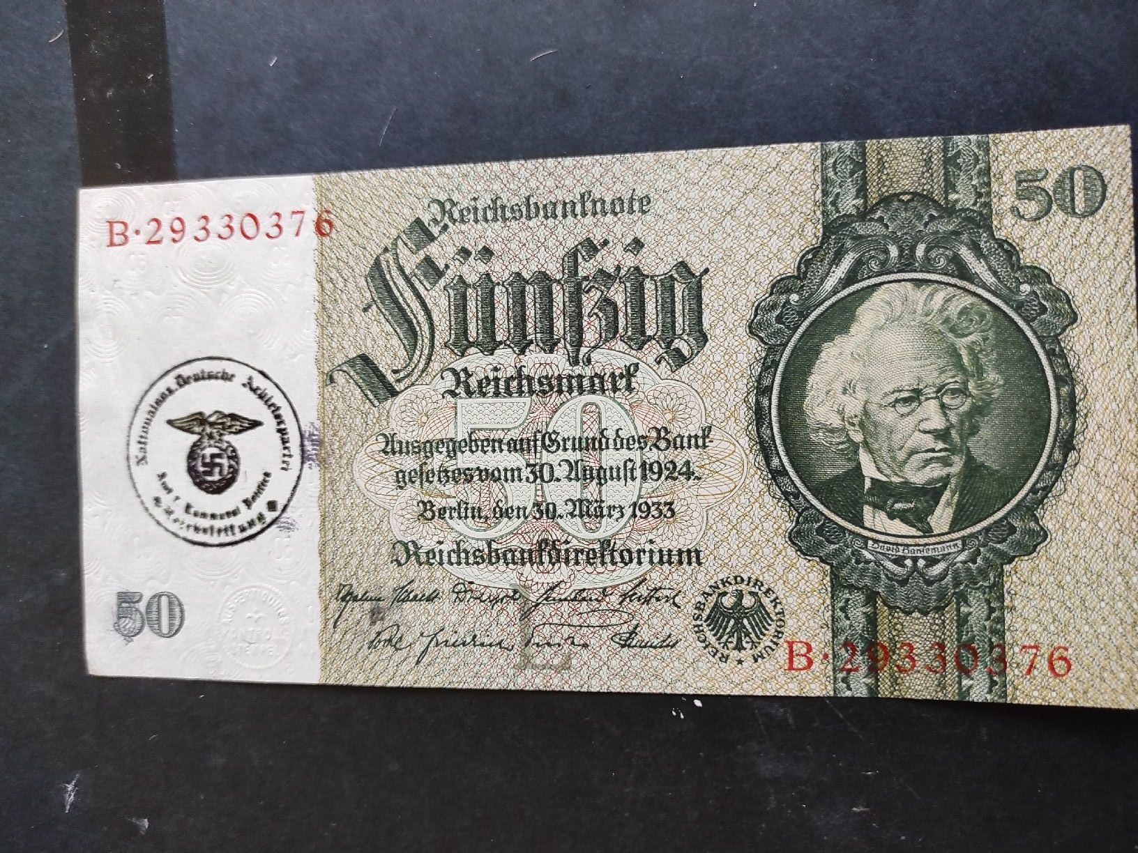 Banconote: 50 reichsmark 1933 – Usato da Couvet venduto da lulul