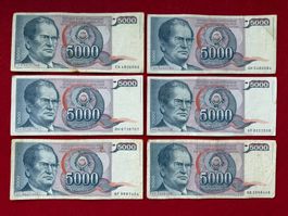 Belgrad 1985 - Jugoslawien - 5000 Dinara - 6 x Tito !