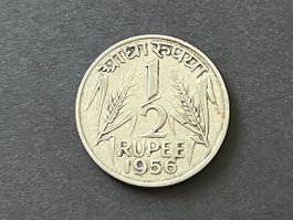 Indien 1/2 Rupie 1956 Münze