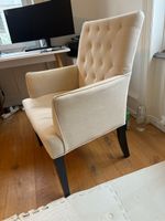 Sessel hellbeige Stoff mit Armlehnen guter Zustand