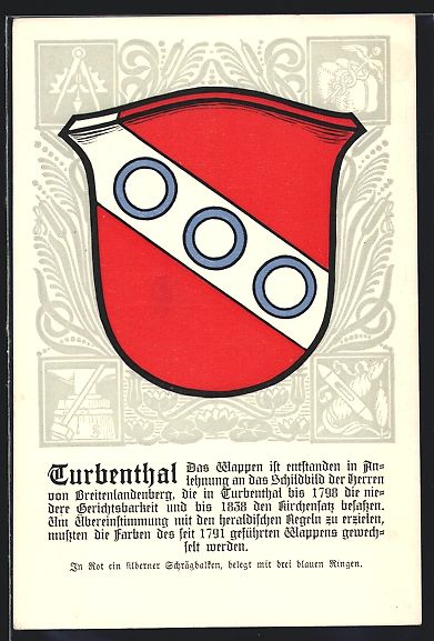 Cartoline postali: Künstler-AK Turbenthal, Wappen – Usato da Berlin venduto da bartko-reher