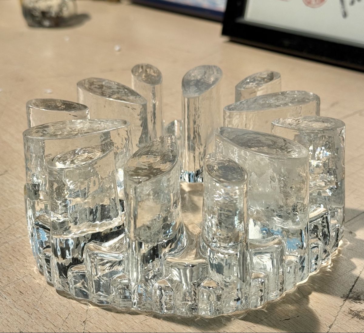 Portacandele: Vintage clear glass candle holder – Usato da Lausanne venduto da vas_mbk2