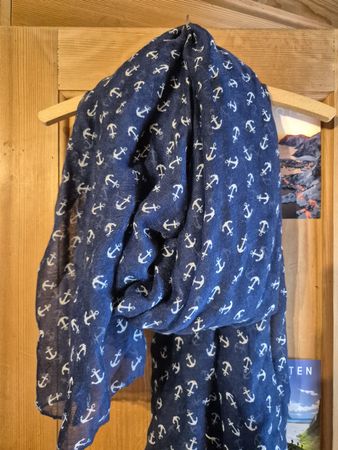 Sommerlicher Schal mit Anker Muster, Blau, Top Zustand
