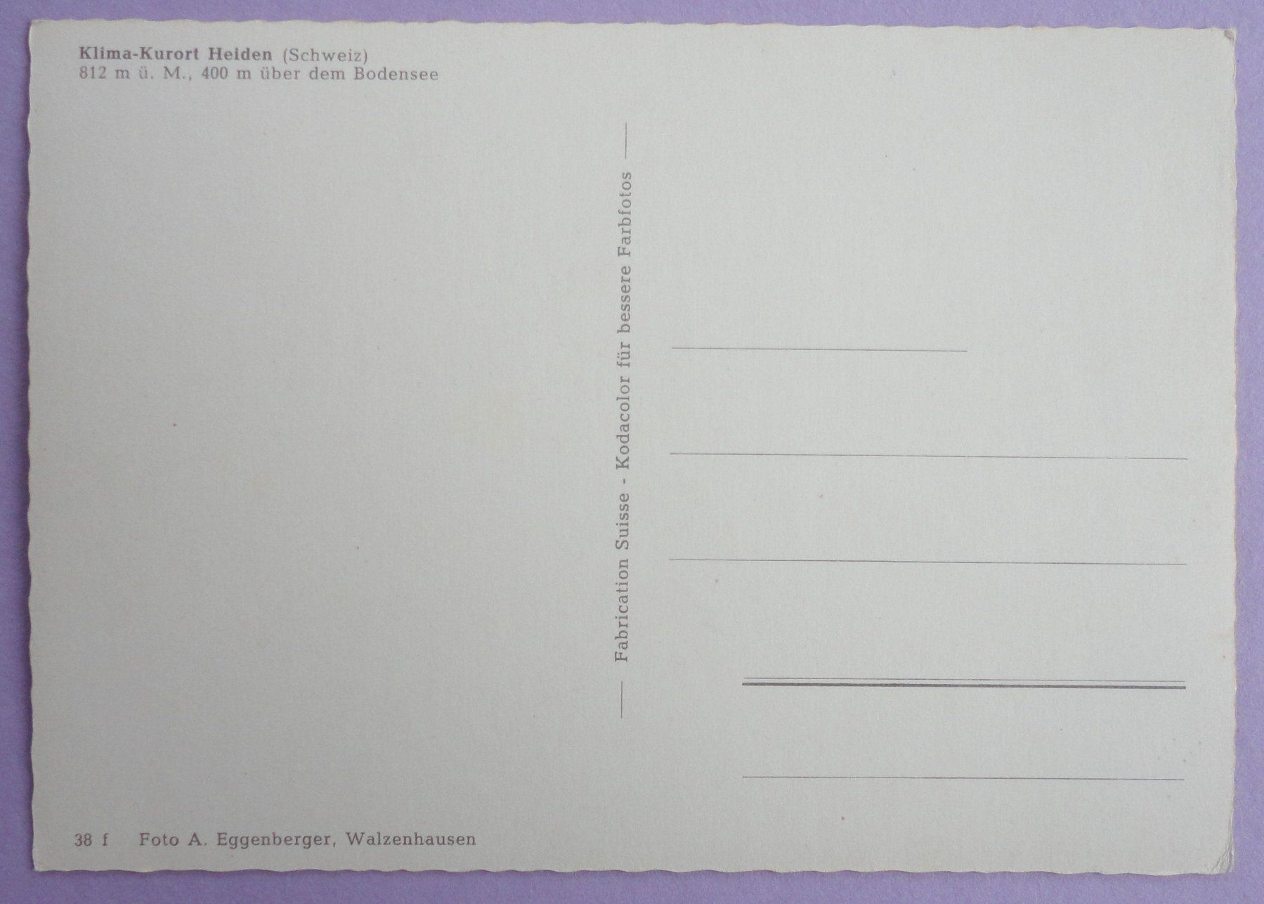 Cartoline postali: Klima-Kurort Heiden 812 m ü.M. – Usato da Fétigny venduto da Billy2miny 1