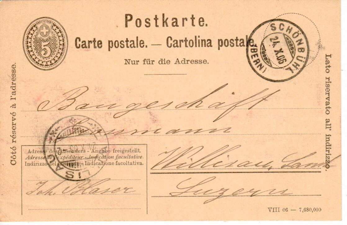 Tutti i francobolli: PK, Schönbühl 1906 – Usato da Wolhusen venduto da Curver9