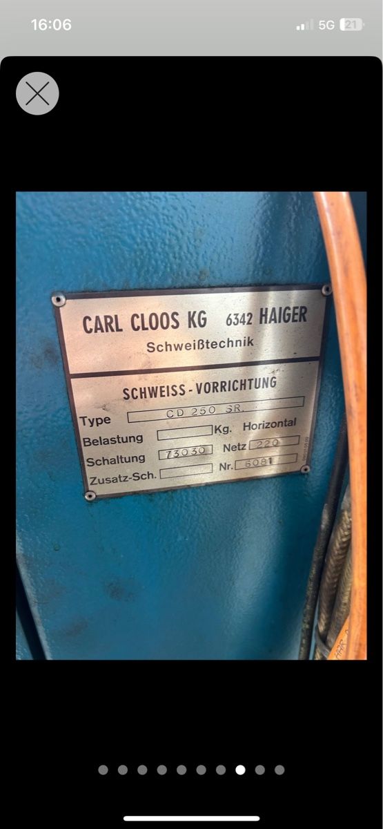 Tutti gli attrezzi: Schweissvorrichtung CLOOS CD 250 SR. – Usato da Oftringen venduto da Box2 1