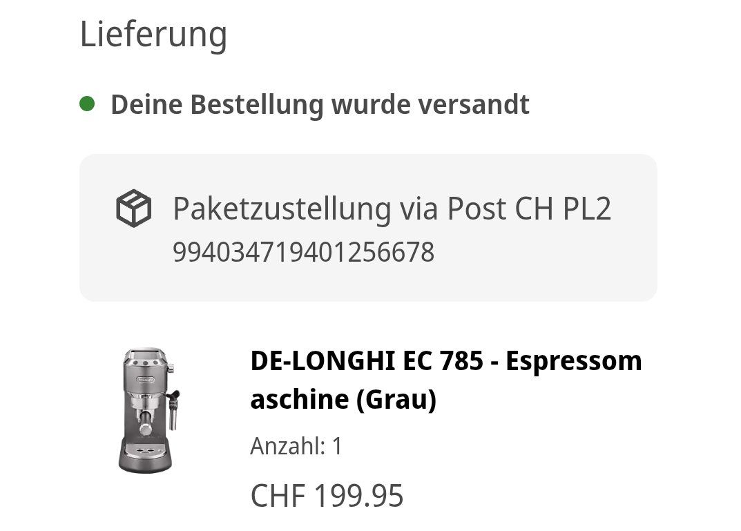 De'Longhi Macchine per caffè & Macchine per espresso: Espressomaschine DeLonghi Dedica gebraucht – Usato da Basel venduto da Efgo 3