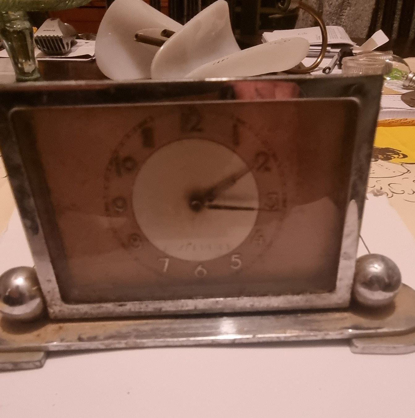 Wecker: Art déco Tischuhr Wecker Uhr Chrom – Defekt aus Basel von Jcva 2