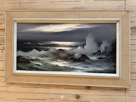 Ölgemälde auf Leinwand – Meeresmotiv / Sturm – signiert