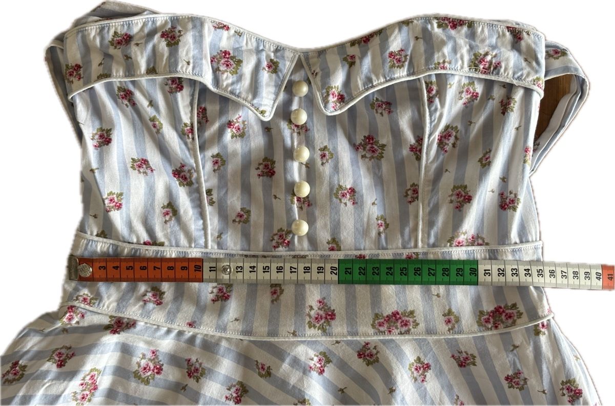 Vestiti: Robe Hell Bunny Vixen, rayures et roses, taille M – Usato da Dotzigen venduto da SecondHandGems 3