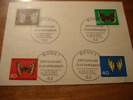 Deutschland, Ersttagkarte 1962, Satz Wohlfahrtsmarken, gelau