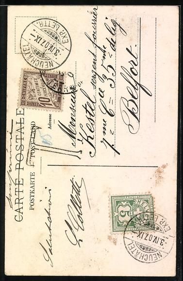 Cartoline postali: Neuchâtel, Monument de la République – Usato da Berlin venduto da bartko-reher 1