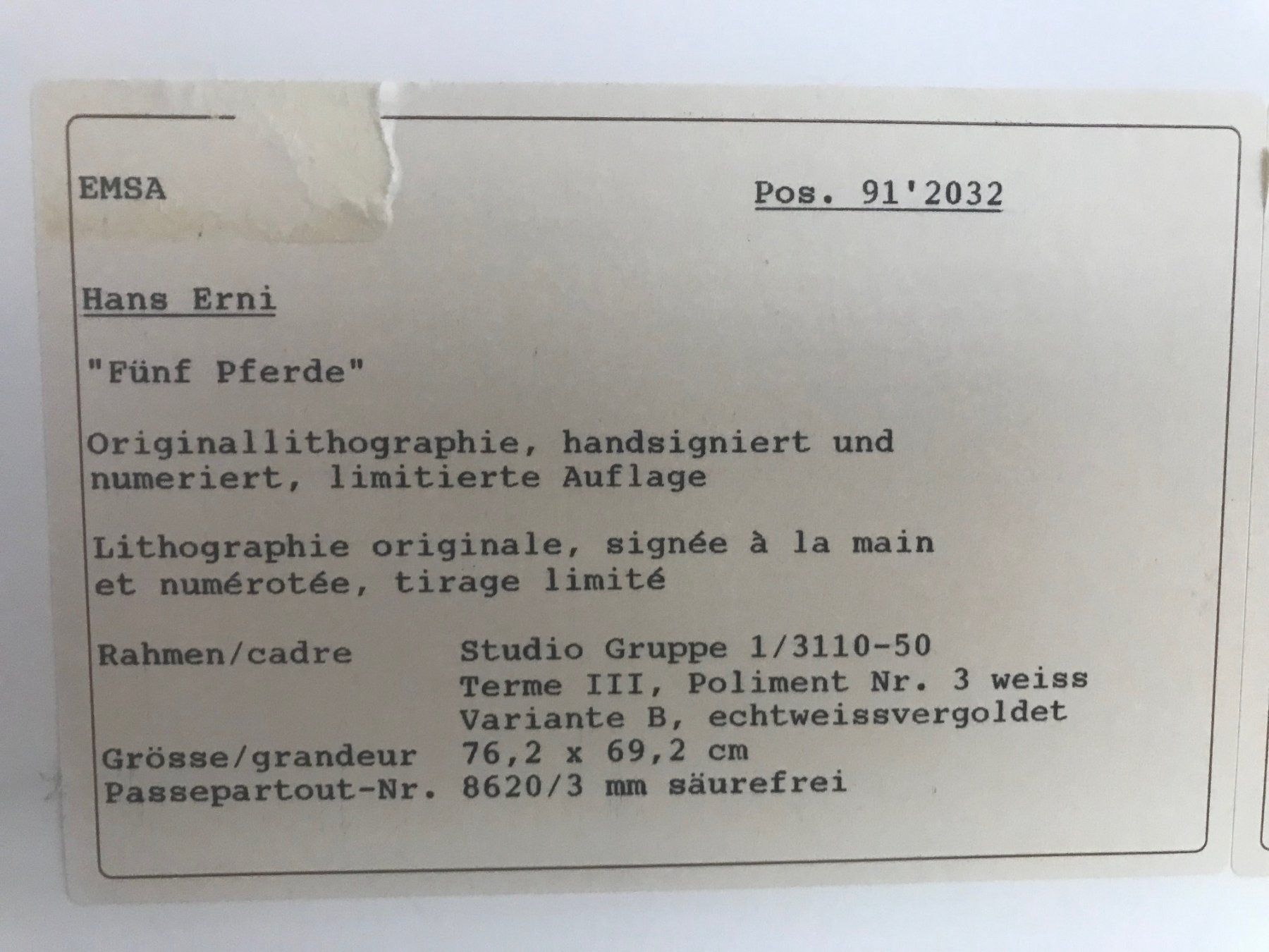 Grafiken & Lithographien: Original Lithographie von Hans Erni – Gebraucht aus Belp von gastroblau 5