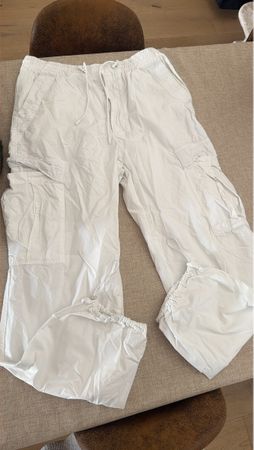 Herren Fallschirm Cargo Hose Weiss M Zara