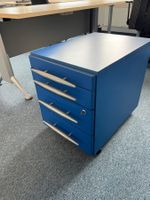 Rollcontainer blau mit drei Schubladen gebrauchter Zustand