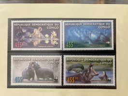 Kongo 2006 Satz WWF Flusspferd postfrisch