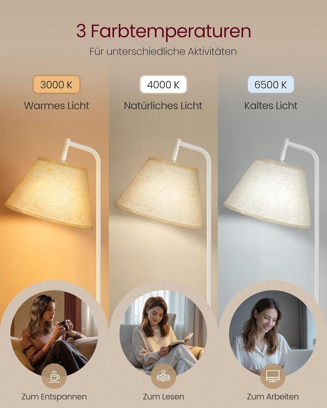 Lampade: Stehlampe mit 3 Ablagen, Standleuchte – Nuovo e nell'imballaggio originale da Gränichen venduto da omniadeals 5