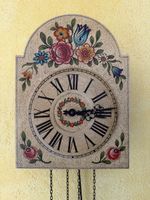 Wanduhr mit Gewichten Blumenmotiv ca 22x30 cm gebraucht