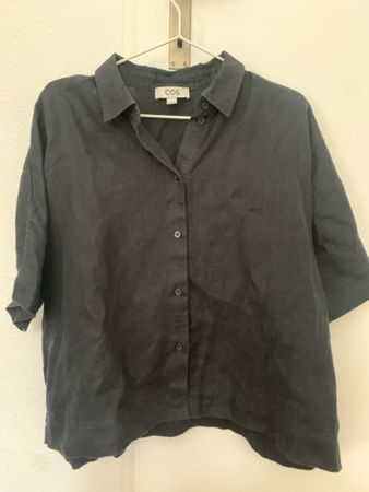 COS Bluse Leinen schwarz Kurzarm Grösse 38 Damen