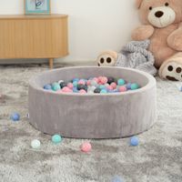 Bällebad LION Samt + Spielbälle Pastell - 100x100cm Grau