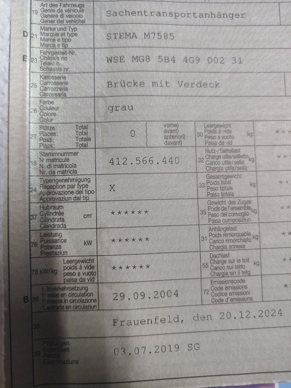 Stema Rimorchi: Anhänger Stema 750 kg – Usato da Bürglen TG venduto da rehaso2214 3