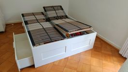 Ikea Bett, Brimnes, 140x 200 cm, 4 Schubladen, 2 Lattenroste