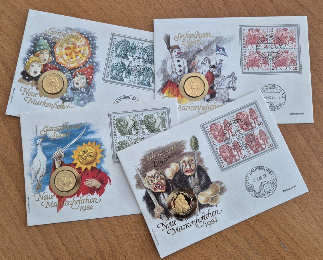 Medaglie: Numisbrief Sternsingen/Sechseläuten/Gansabhauet/Achetringele – Nuovo (secondo la descrizione) da St. Moritz venduto da Guenteratch