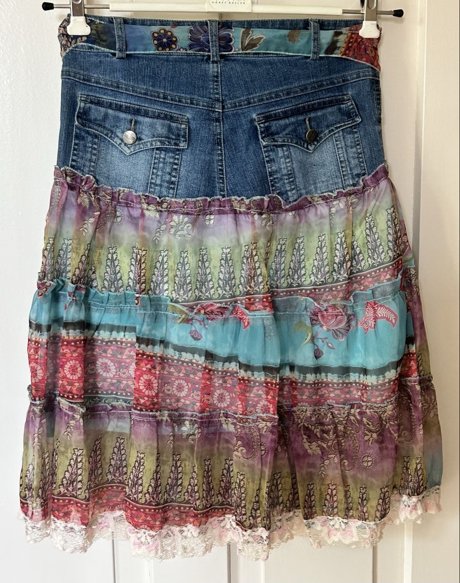 Röcke: Boho Chic Denim and Chiffon Skirt, Size 40 - Spring Ready! – Neu (gemäss Beschreibung) aus Zürich von Mistral61 4