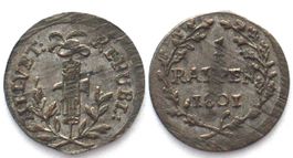 HELVETISCHE REPUBLIK 1 Rappen 1801 unz!