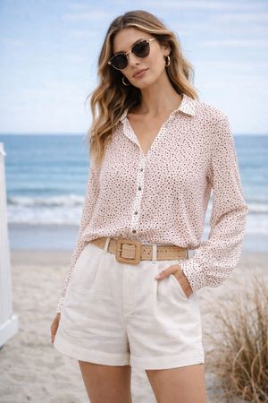 Zara Damen Hemd Bluse Hemdbluse mit Punktmuster M 38-40 NEU