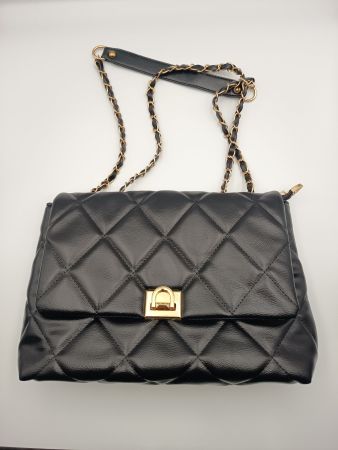 Handtasche schwarz gesteppt goldfarben neuwertig