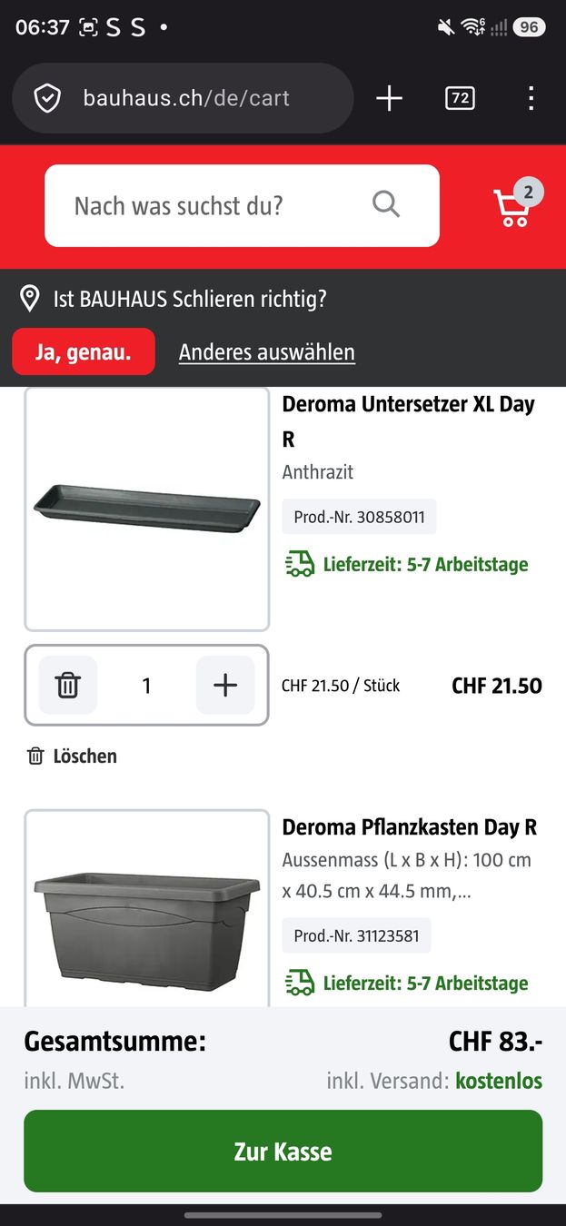 Vasi per fiori: Deroma Pflanzkasten XL – Usato da Rickenbach b. Wil venduto da Kth_v8 7