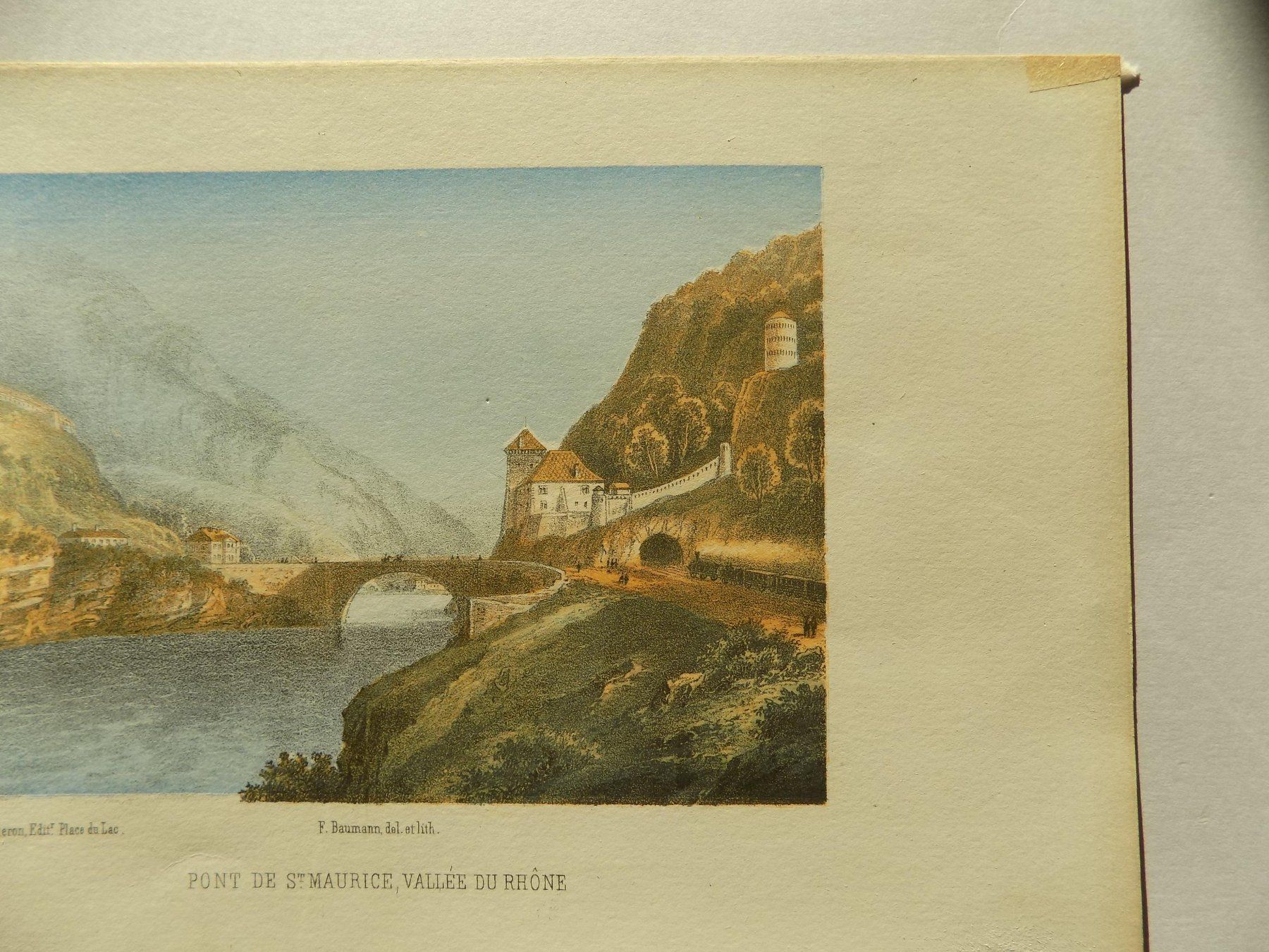 Gravures: St. Maurice Valais getönte Lithographie – D'occasion à Risch par Antikfee 1