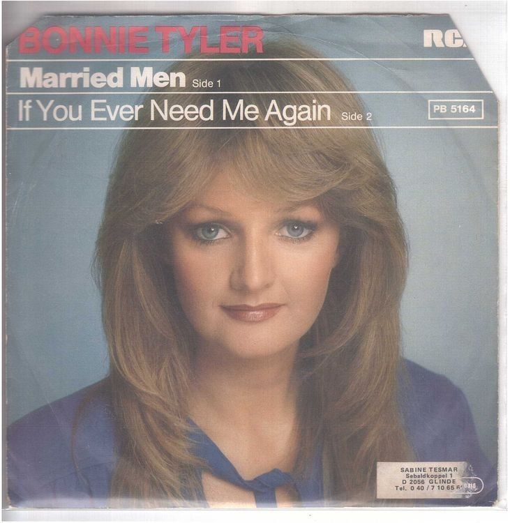 Dischi in vinile: Bonnie Tyler  -- Married Men  Single7 – Usato da Rheinau venduto da thealbum