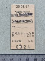 Billett Zürich Stadelhofen - Schwerzenbach, Ausgabe Uetikon