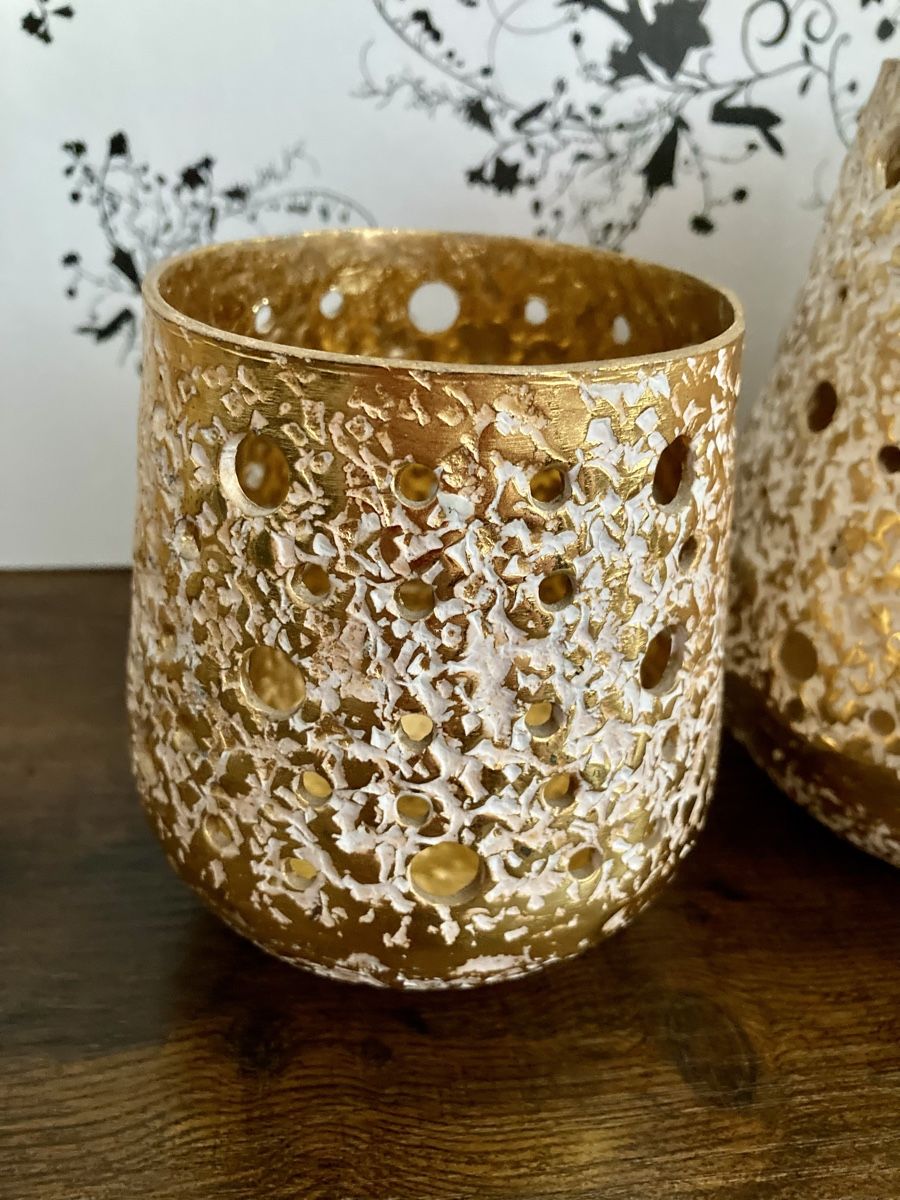Livique Portacandele: 2er-Set Windlicht gold-weiss – Nuovo (secondo la descrizione) da Rudolfstetten venduto da Stellina1975 4