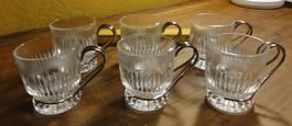 Espresso- oder Likörgläser mit Metallhalterungen, 6 Stk.