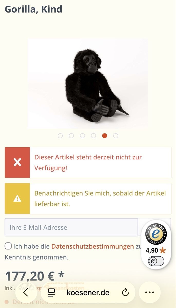 Spielzeuge: Kösen Gorilla Kind – Neu (gemäss Beschreibung) aus Olten von ElGergonito 3