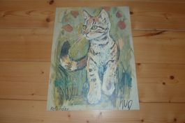 Fritz Hug, Druckgraphik, Falbkatze