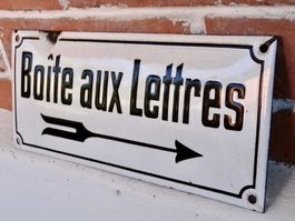 tolles grosses antikes Emailschild Briefkasten Loft Werbung