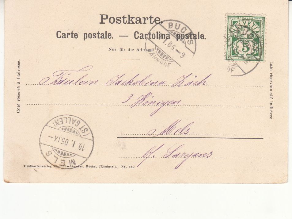 Ansichtskarten: Buchs 1905 – Gebraucht aus Bürglen TG von StampGraf 1