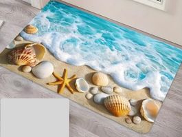 Strand Muschel Seestern bedruckte Badematte
