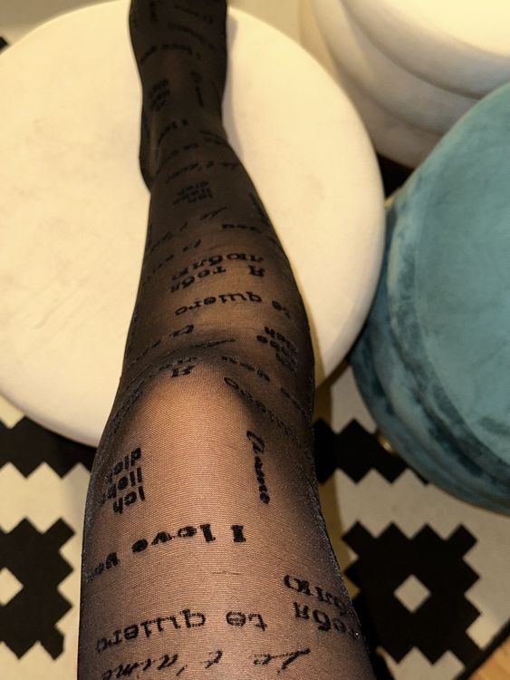 Love Collant Inscription Calzedonia Black Tights With Inscription
