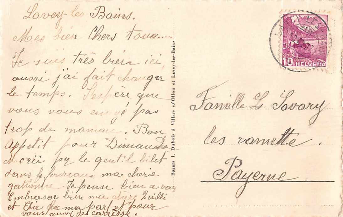 Cartoline postali: Souvenir de LAVEY-LES-BAINS 1937 – Usato da Winterthur venduto da SchatzchischtliWinti 1