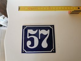 Schild Beschlag Hausnummer 57 antik look alt