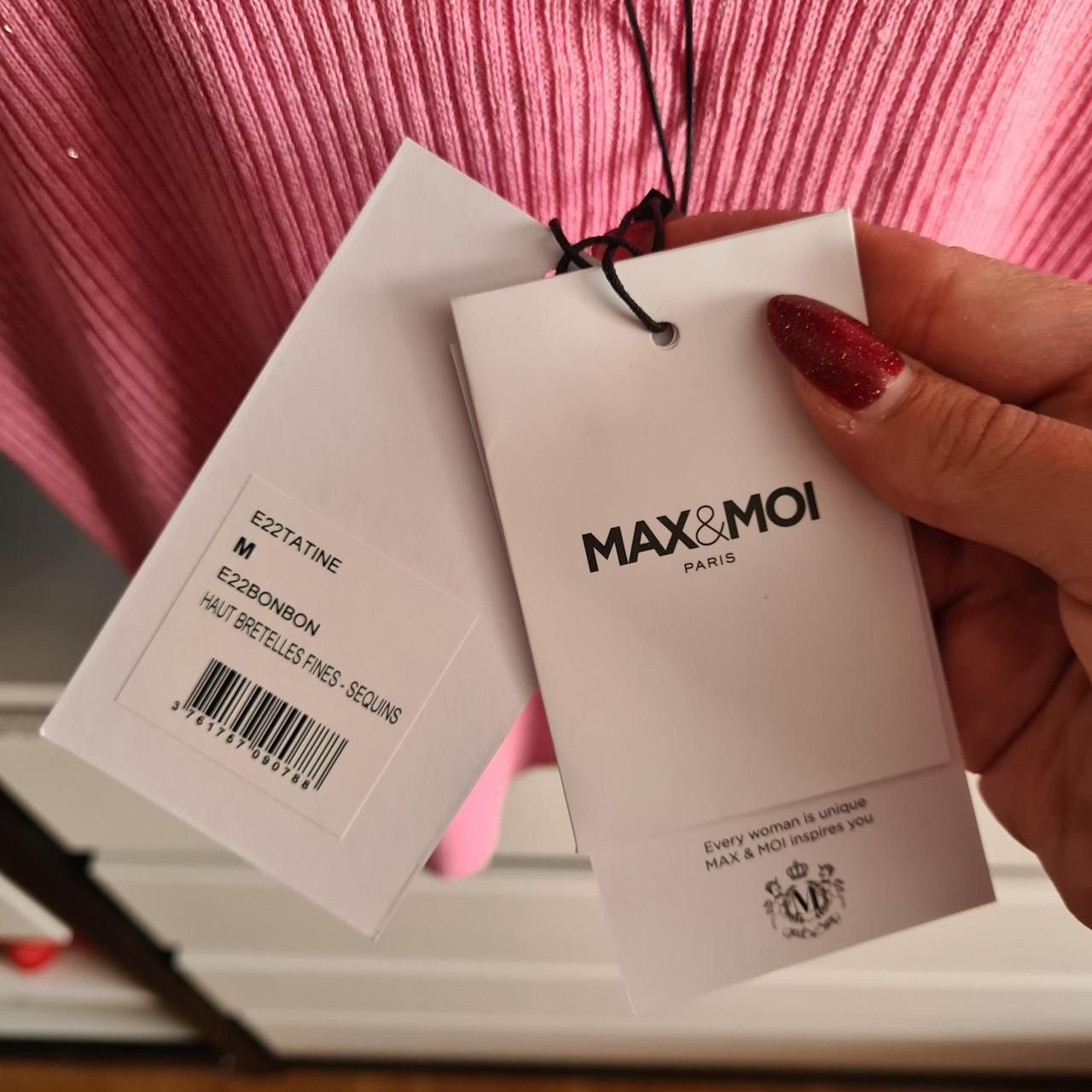 Top: Max& Moi Rippenstrick Top Pailetten Pink – Nuovo e nell'imballaggio originale da Emmen venduto da mak31 1